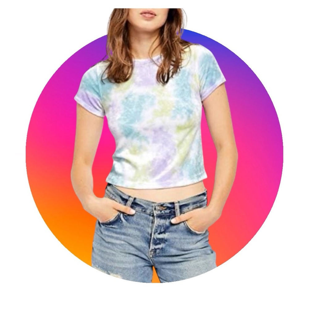 Free People cloud Combo Velveteen tie-dye shirt sleeve shirt size large